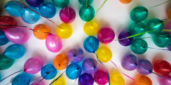 A photograph of of the party balloons