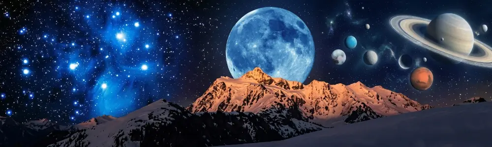 Autumn Stars, Moon and Planets show illustration