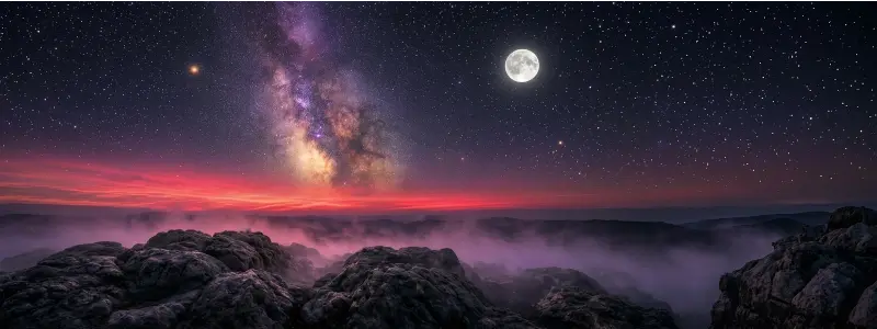The Moon in the foreground with the bright full Earth in the distance
